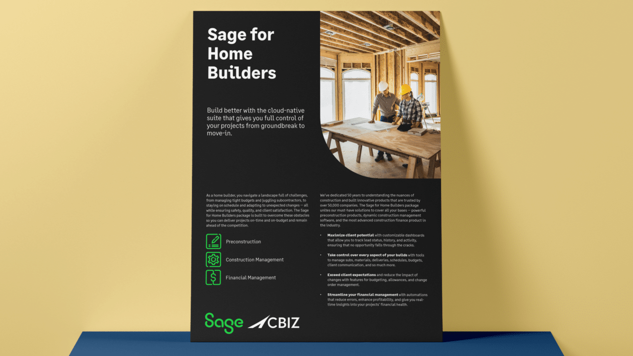 Sage for Home Builders: Solution Sheet