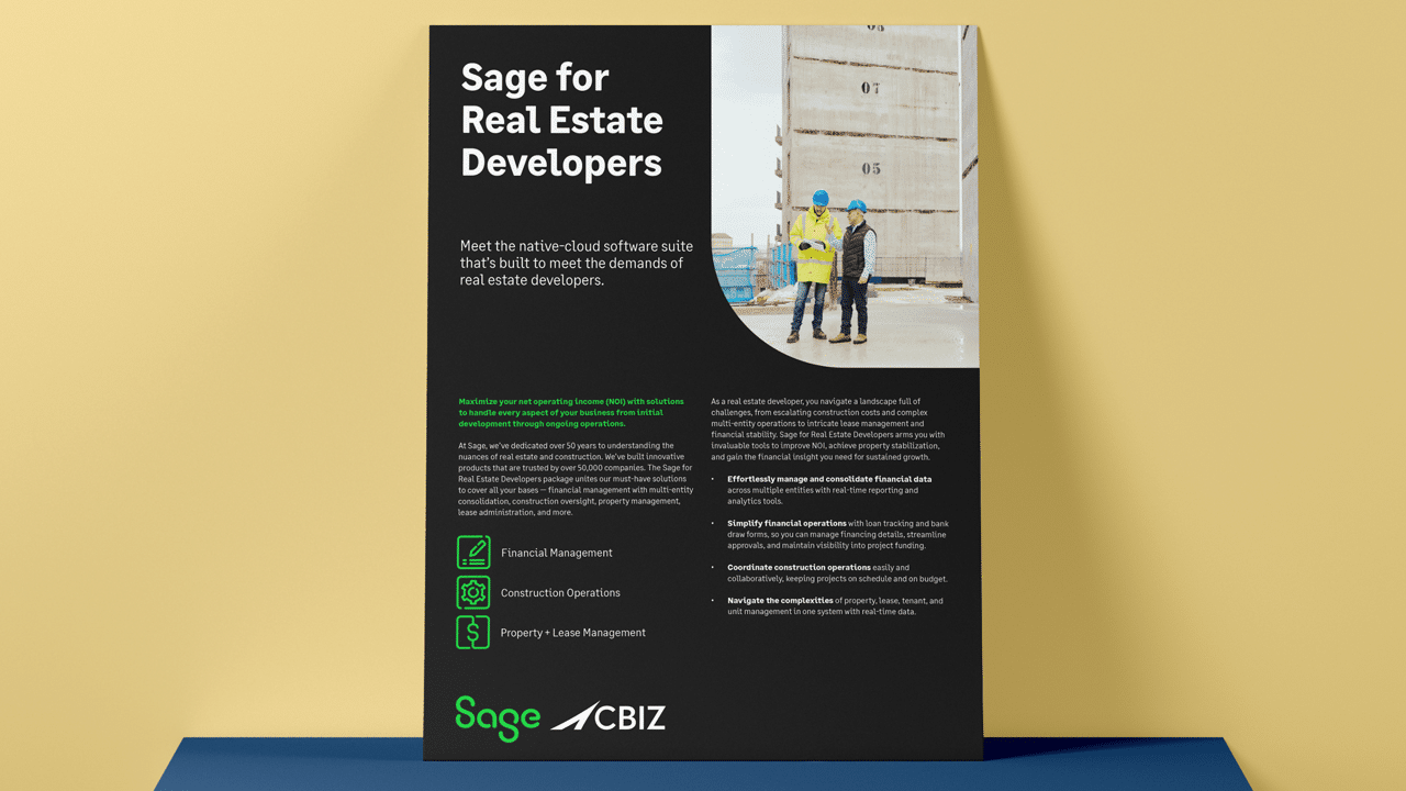 Sage for Real Estate Developers: Solution Sheet